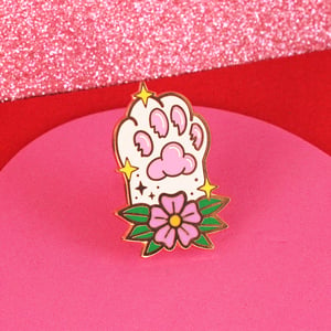 Image of White Magical Cat Paw, hard enamel pin - toe beans - cute - lapel pin badge