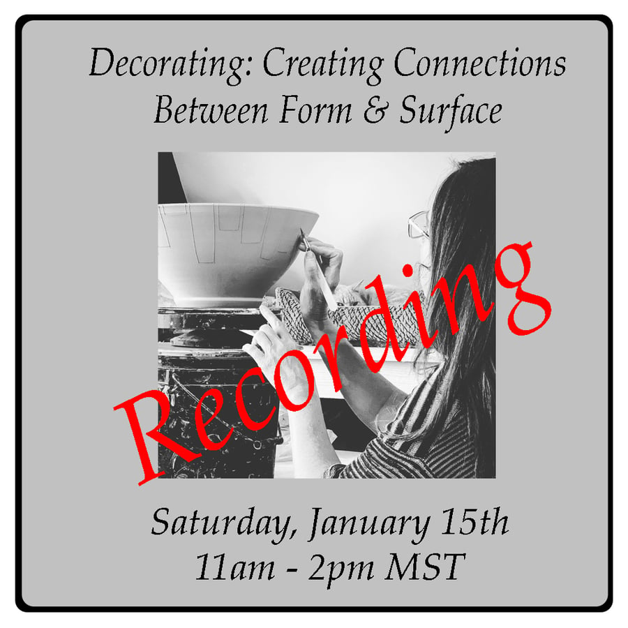 Image of The RECORDING of "Decorating: Creating Connections Between Form & Surface" Online Workshop 1/15/22