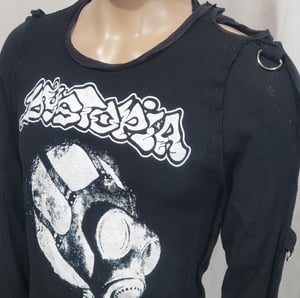 Image of Dystopia gas mask black bondage shirt 