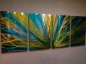 Radiance Blue Yellow- Metal Wall Art Abstract Contemporary Modern Decor