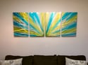Radiance Blue Yellow- Metal Wall Art Abstract Contemporary Modern Decor
