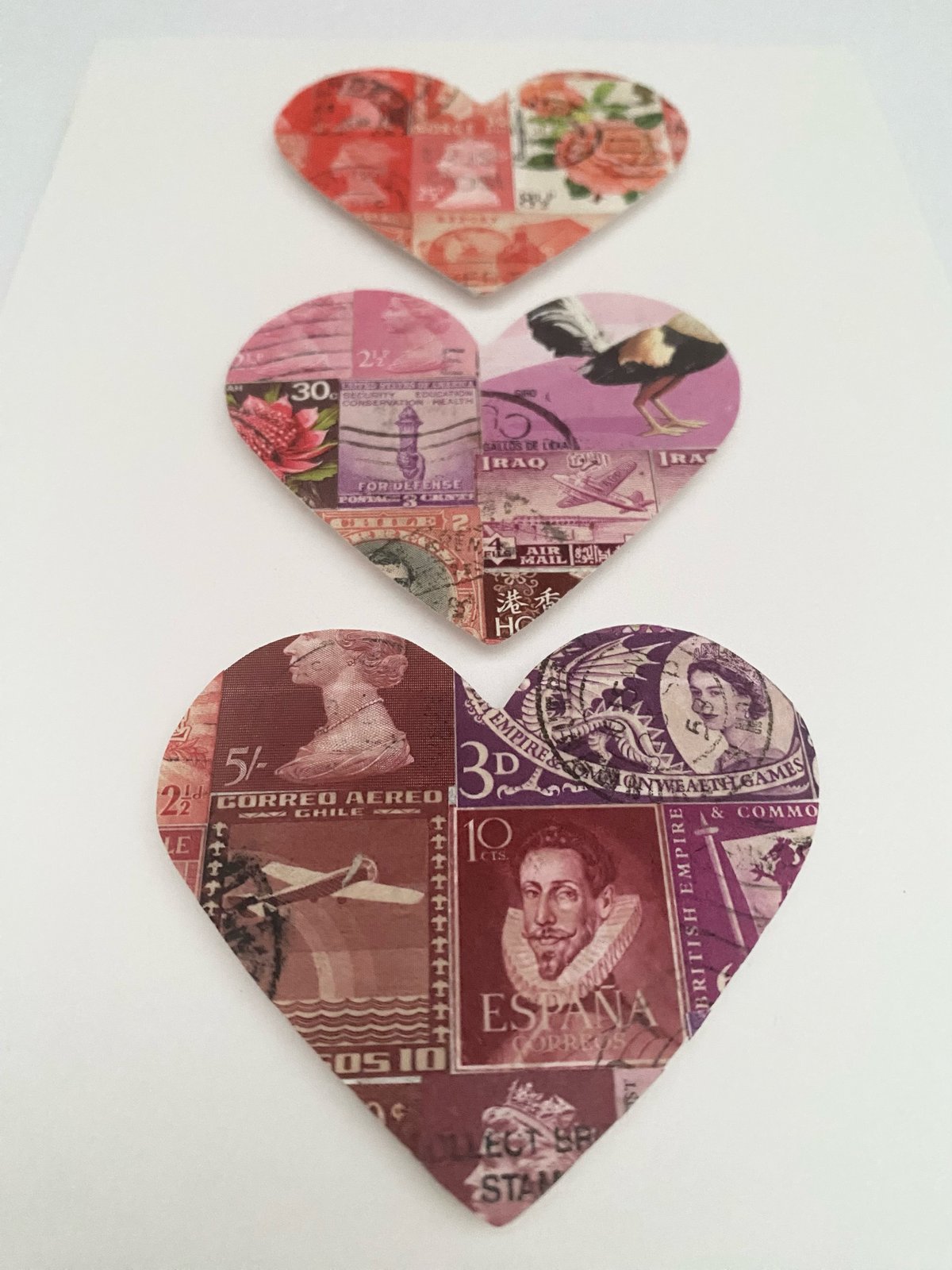 Sent with Love postage stamp hearts original artwork