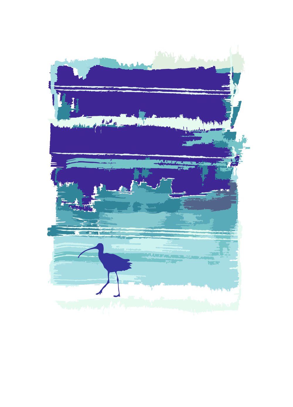 Image of Abstract Curlew Print -  Signed A4 Mounted