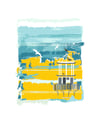 Abstract Print  Lighthouse - North Gower - Yellow Signed A4 Mounted 
