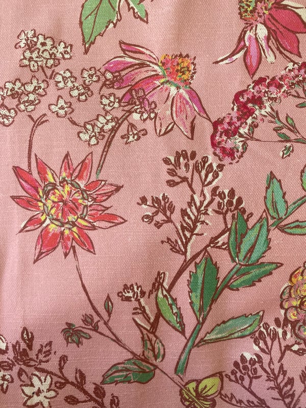 Image of Late Summer Garden Linen on Pink- by the metre