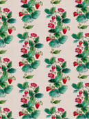 Image 2 of Strawberry print natural linen by the metre