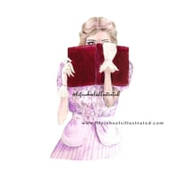 Image 2 of FASHION ILLUSTRATION ART PRINT:  I'M A BIT BOOKISH 
