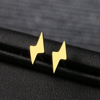 Image 2 of Lightning Bolt Earrings in Stainless Steel (Gold/Silver)