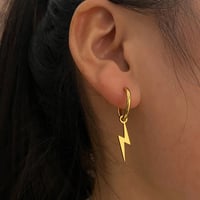 Image 3 of Lightning Bolt Hoop Earrings in Stainless Steel (Gold/Silver)