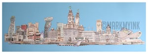 Liverpool Waterfront Art Print - Poster - Design - Sky Blue