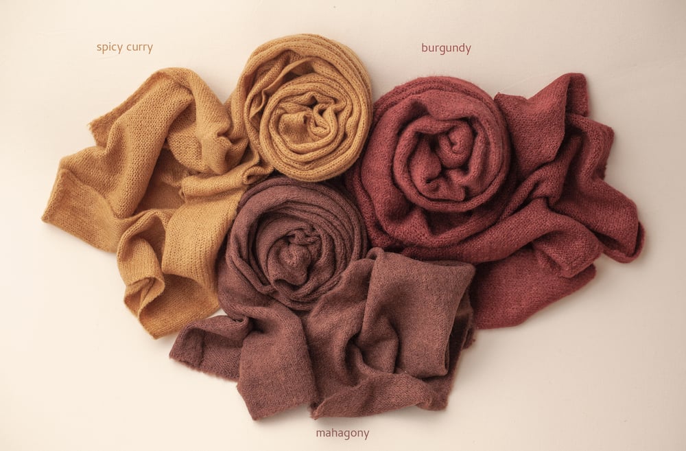 Image of Mohair Knit Wraps - burgundy/curry/mahogany 