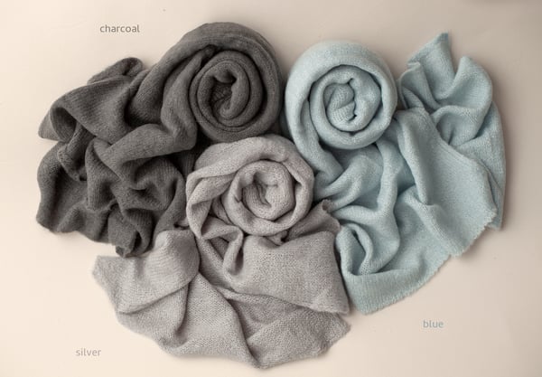 Image of Mohair Knit Wraps - blue/silver/charcoal