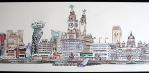Liverpool Waterfront Art Print - Poster - Canvas White Design - markmyink