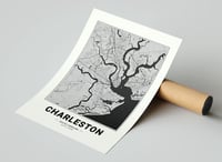 Image 2 of Charleston Map - Modern Black and White USA City Map Poster