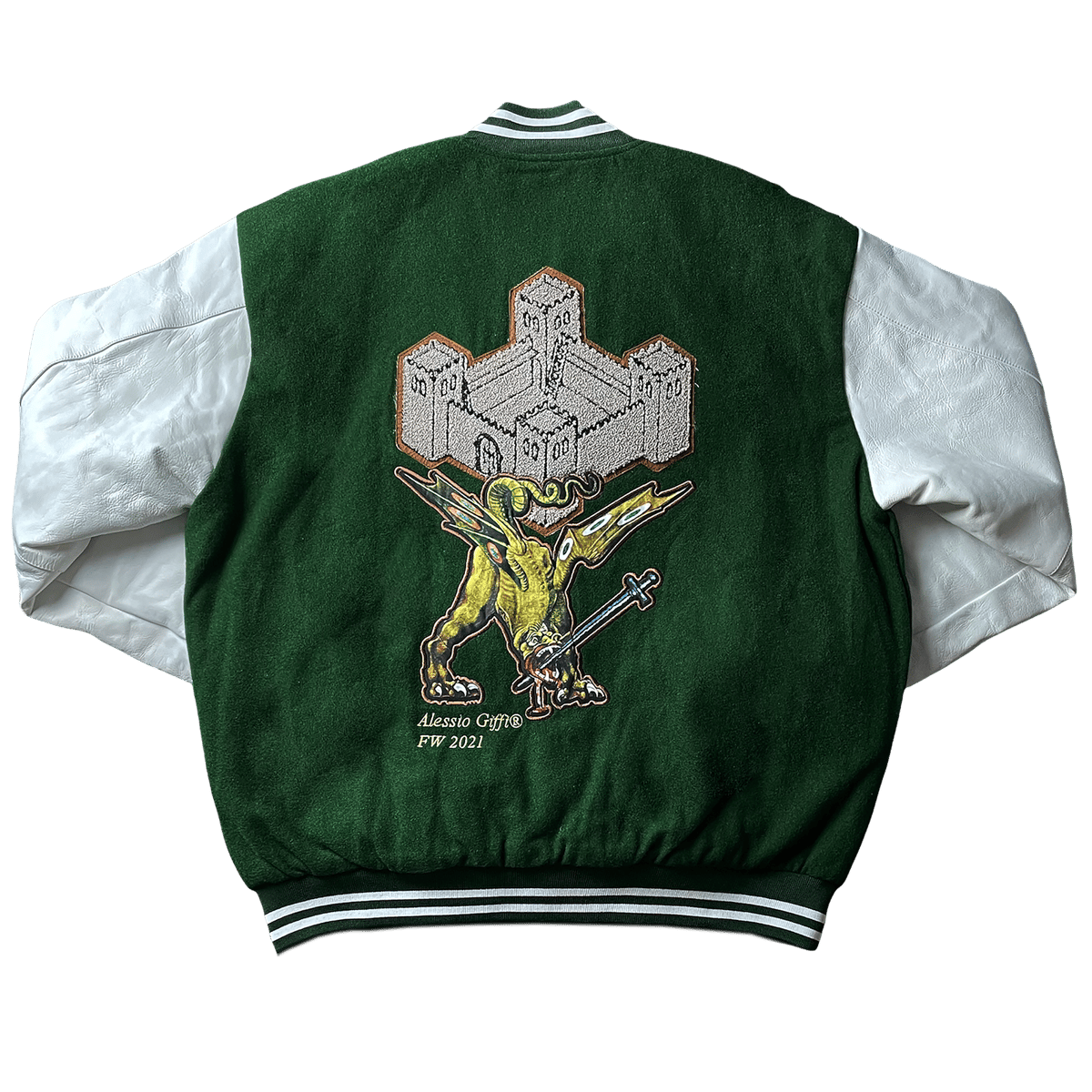 Image of PINE GREEN VARSITY JACKET