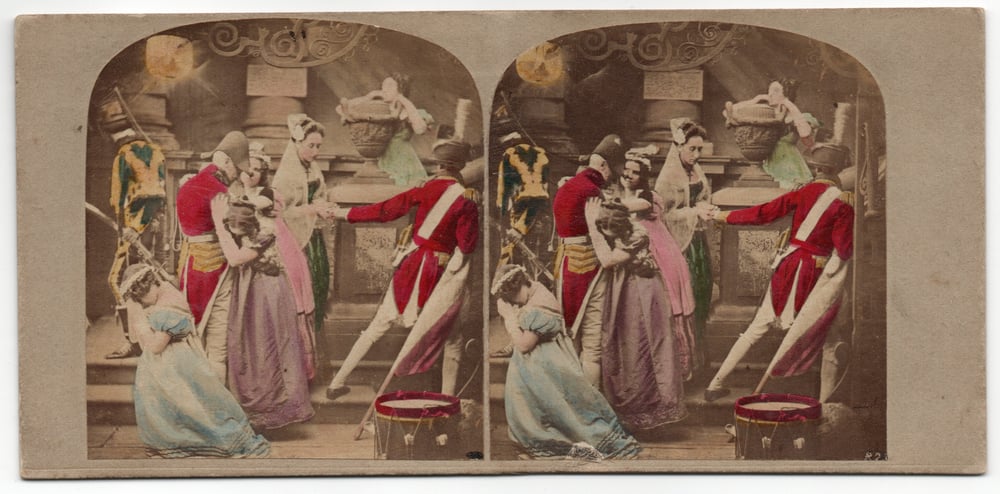 Image of J. Elliott: Eve of Waterloo, UK stereo ca. 1860