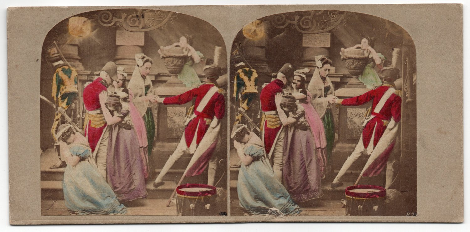 Image of J. Elliott: Eve of Waterloo, UK stereo ca. 1860