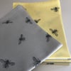 MANCHESTER BEE TEA TOWEL 2 PACK - HAND PRINTED BEES KITCHEN TOWEL