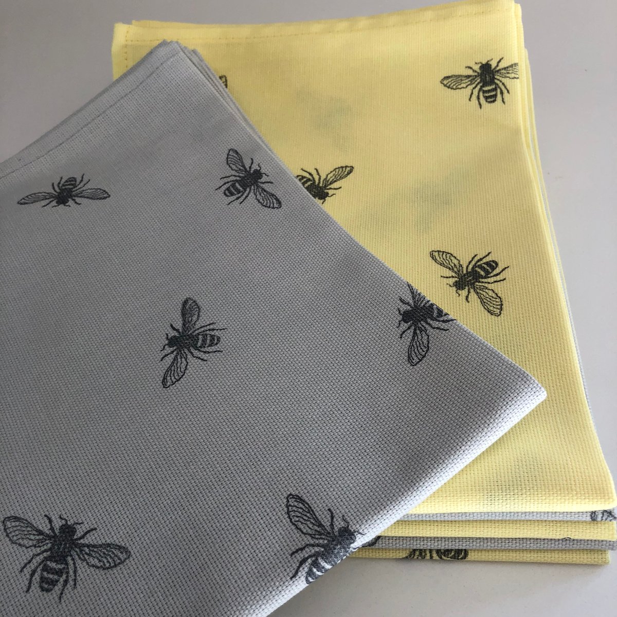 Image of MANCHESTER BEE TEA TOWEL 2 PACK - HAND PRINTED BEES KITCHEN TOWEL