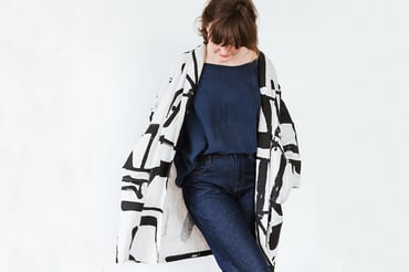 Image of Laura Slater x Roake Studio Linen Duster Jacker- Monolith Print