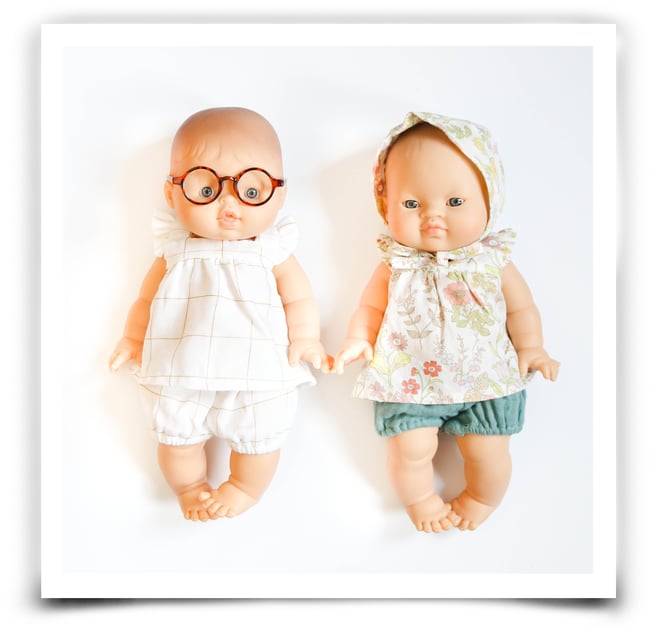 Blouse bloomer et béguin pour poupée