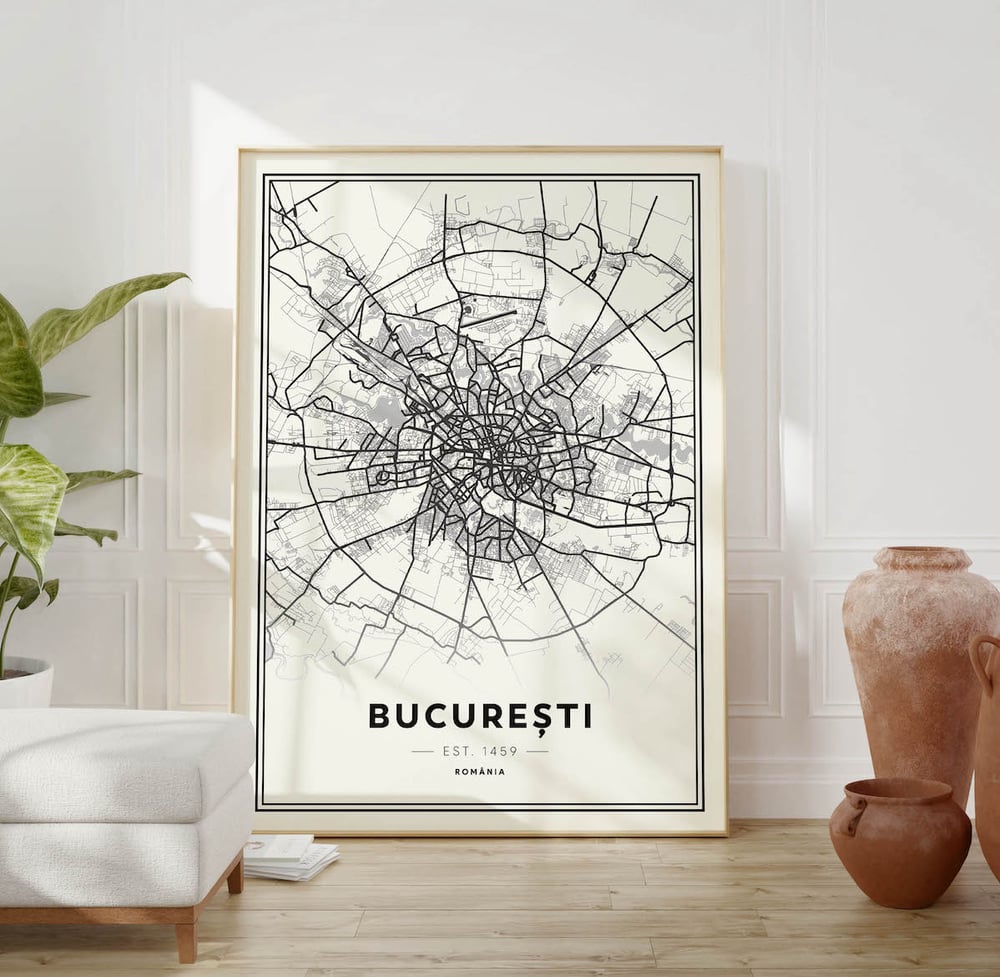 Bucarest - Carte de la ville minimaliste moderne Poster