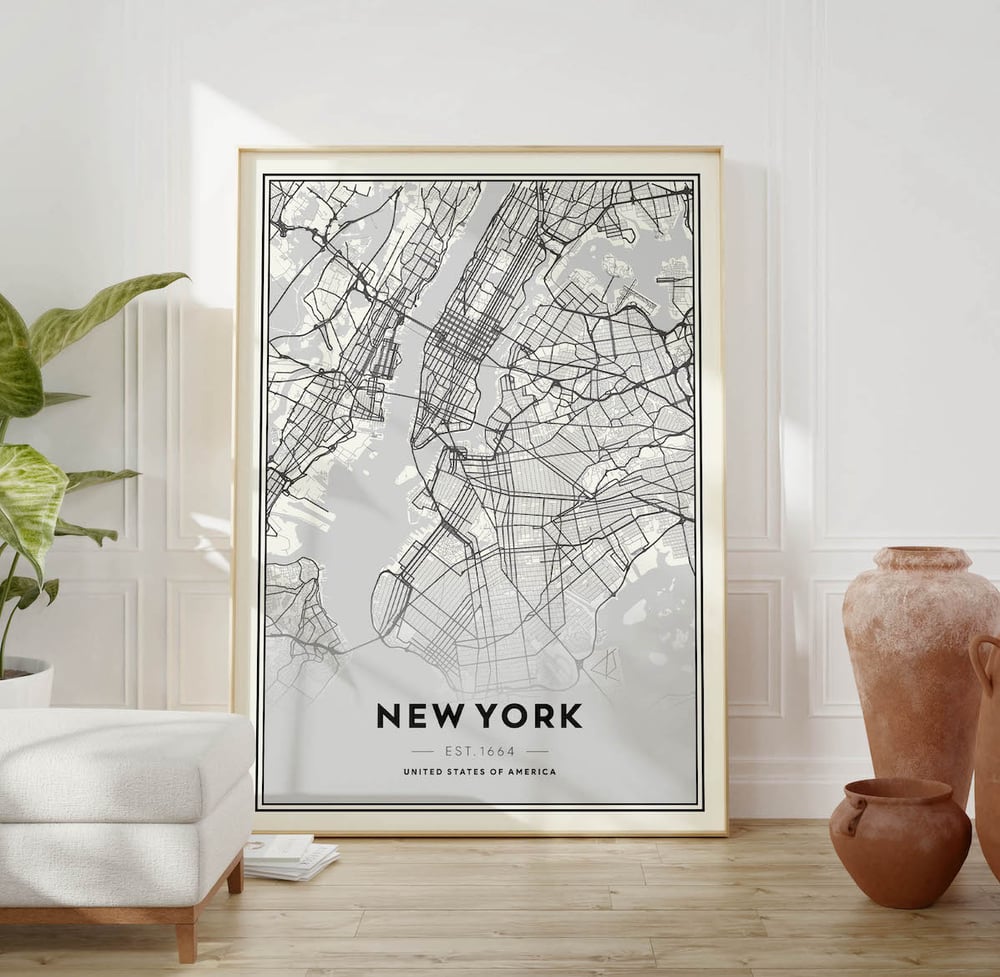 Framed New York City Map Dyptich, Wall Art
