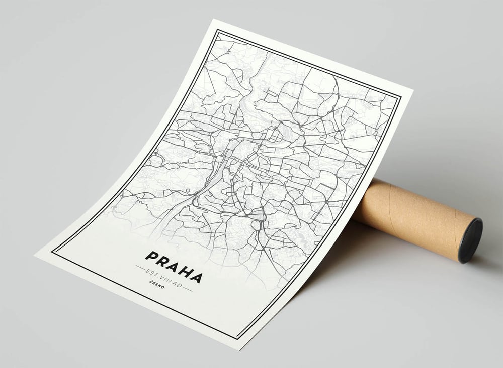 Prague - Carte de la ville minimaliste moderne Poster