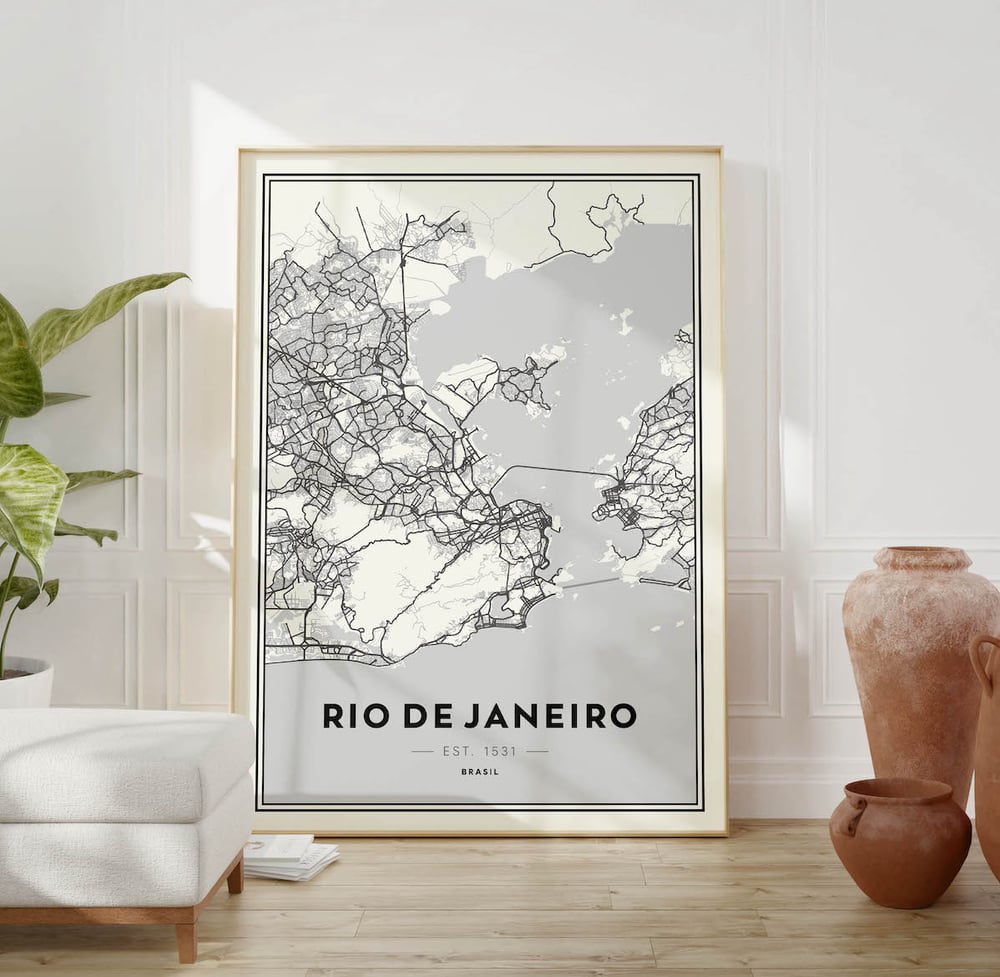 Rio de Janeiro - Plan de la ville minimaliste moderne Poster