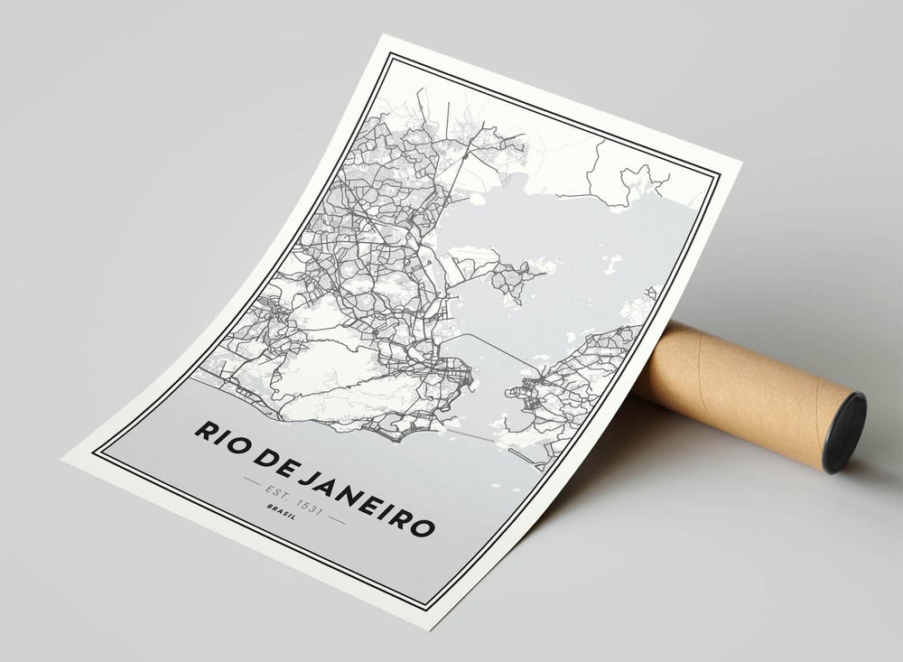 Rio de Janeiro - Plan de la ville minimaliste moderne Poster