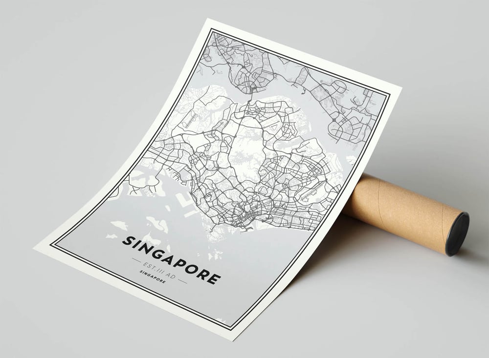 Singapour - Carte de la ville minimaliste moderne Poster