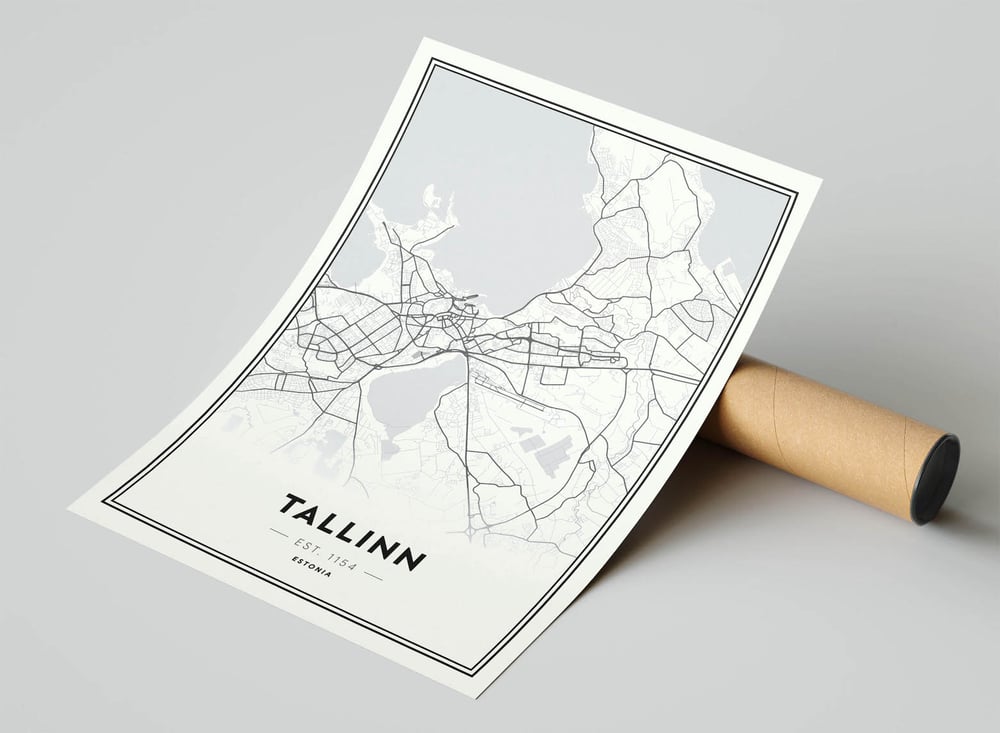 Tallinn - Carte de la ville minimaliste moderne Poster