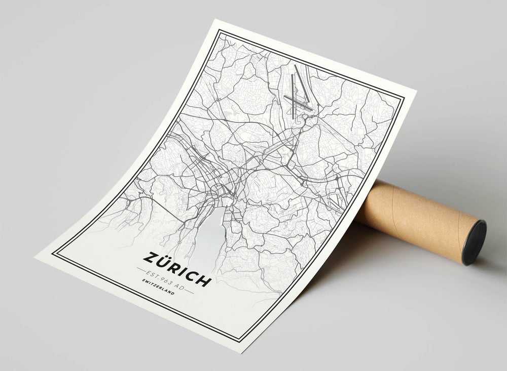 Zurich - Carte de la ville minimaliste moderne Poster
