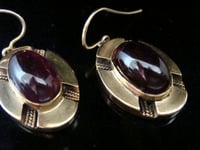 Image 1 of LARGE VICTORIAN 15CT NATURAL CABOCHON GARNET DROP EARRINGS 6.6g