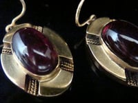 Image 2 of LARGE VICTORIAN 15CT NATURAL CABOCHON GARNET DROP EARRINGS 6.6g