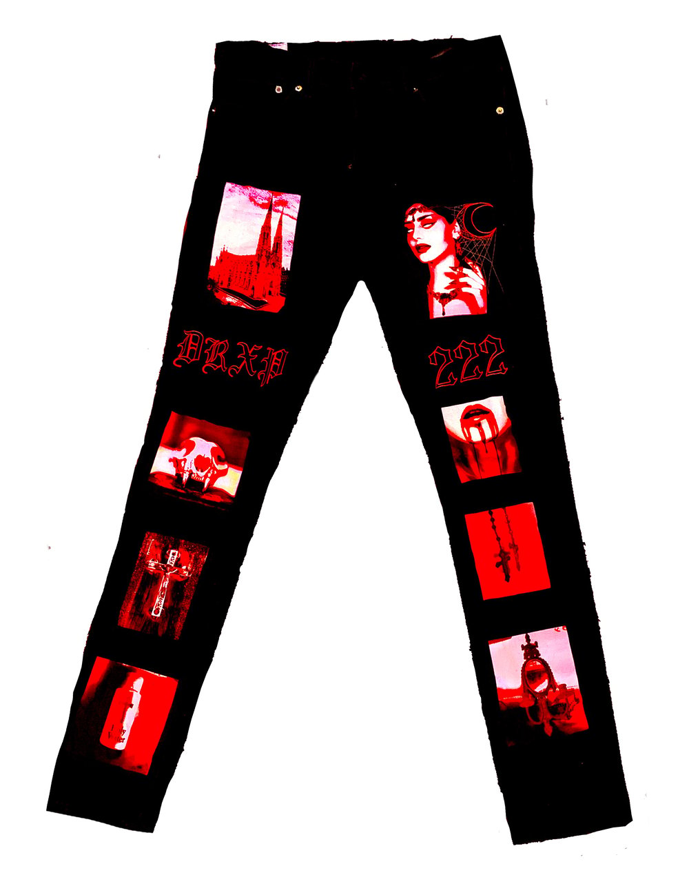 Image of BLOOD LUST JEANS RED BLACK