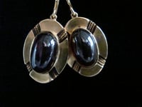 Image 4 of LARGE VICTORIAN 15CT NATURAL CABOCHON GARNET DROP EARRINGS 6.6g