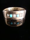 Victorian 22ct yellow gold turquoise and pearl 5 stone ring