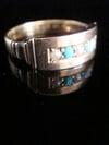 Victorian 22ct yellow gold turquoise and pearl 5 stone ring