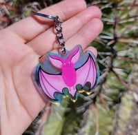 Image 4 of Rainbow Acrylic Pinky Bat Keychain 
