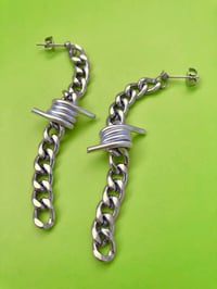 Image 2 of BARBED WIRE CHAIN DROP EARRINGS 