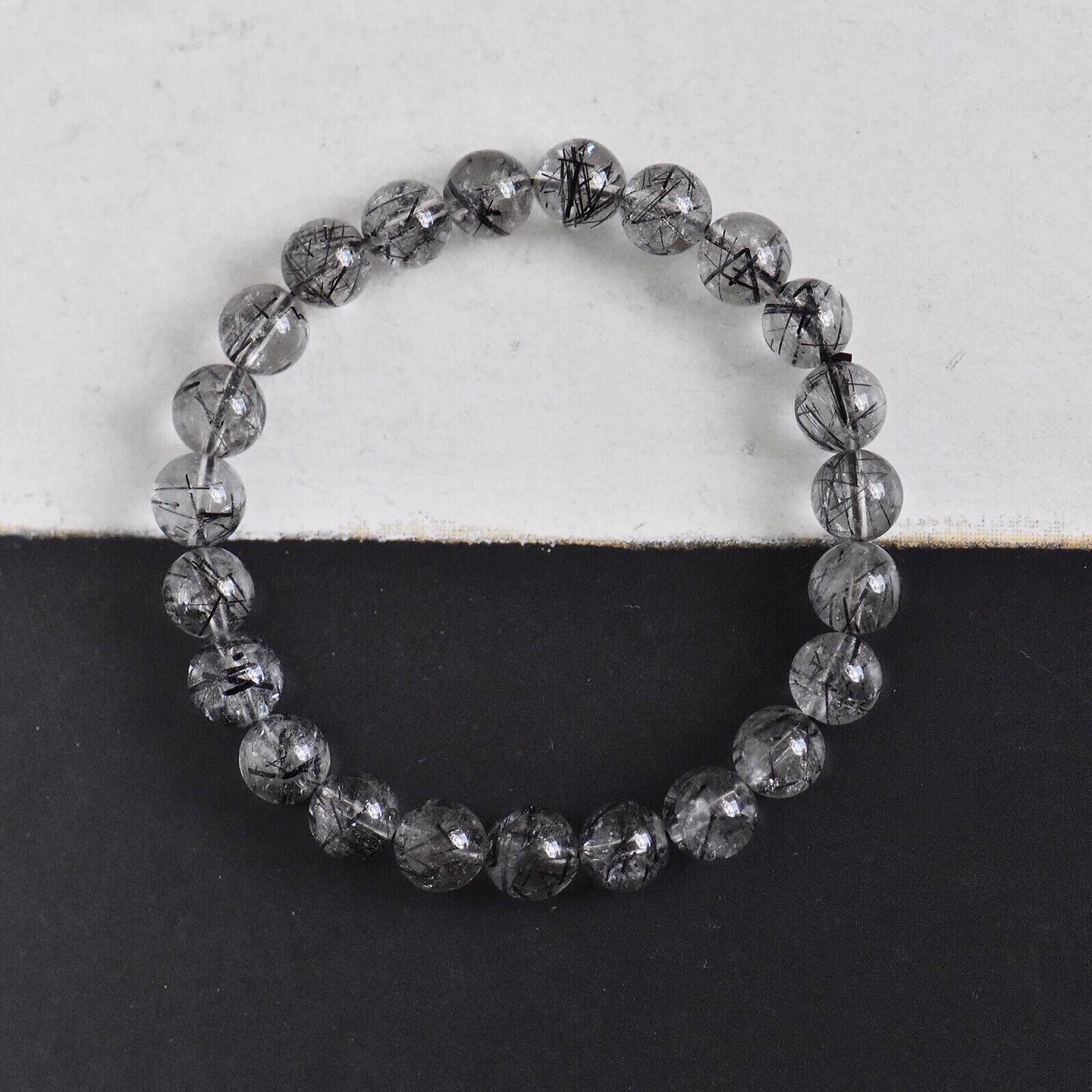 Black Rutilated Quartz Crystal Bead Bracelet – DeeGeeCrafts