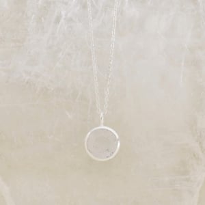 Image of Clear Quartz round cut silver necklace