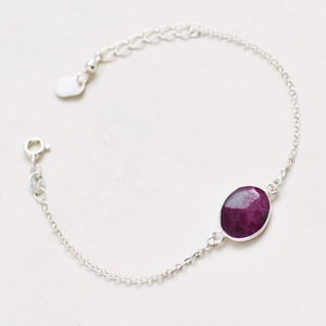 Image of Ruby Zoisite faceted cut mixed shape silver chain bracelet