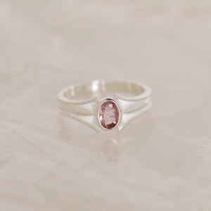 Image of Pink Tulip x Pink Tourmaline oval cut silver ring