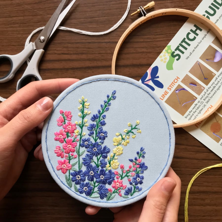 Image of Delphinium Embroidery Kit