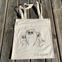 White Jute Bag - Owls