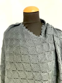 Image 3 of Laced knitted poncho large Thunder blue 