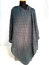 Image 1 of Laced knitted poncho large Thunder blue 
