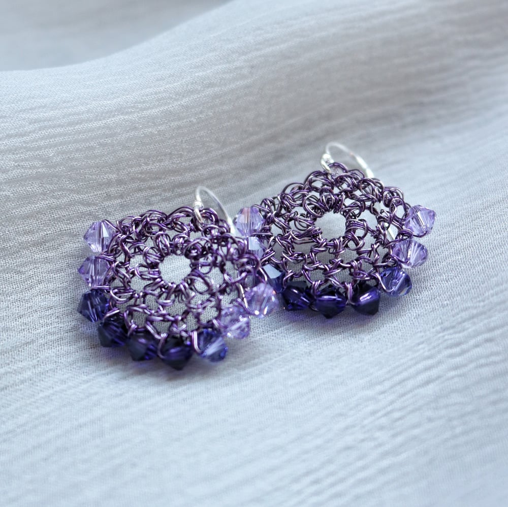 Image of CRESCENT EARRINGS - Purple galaxy